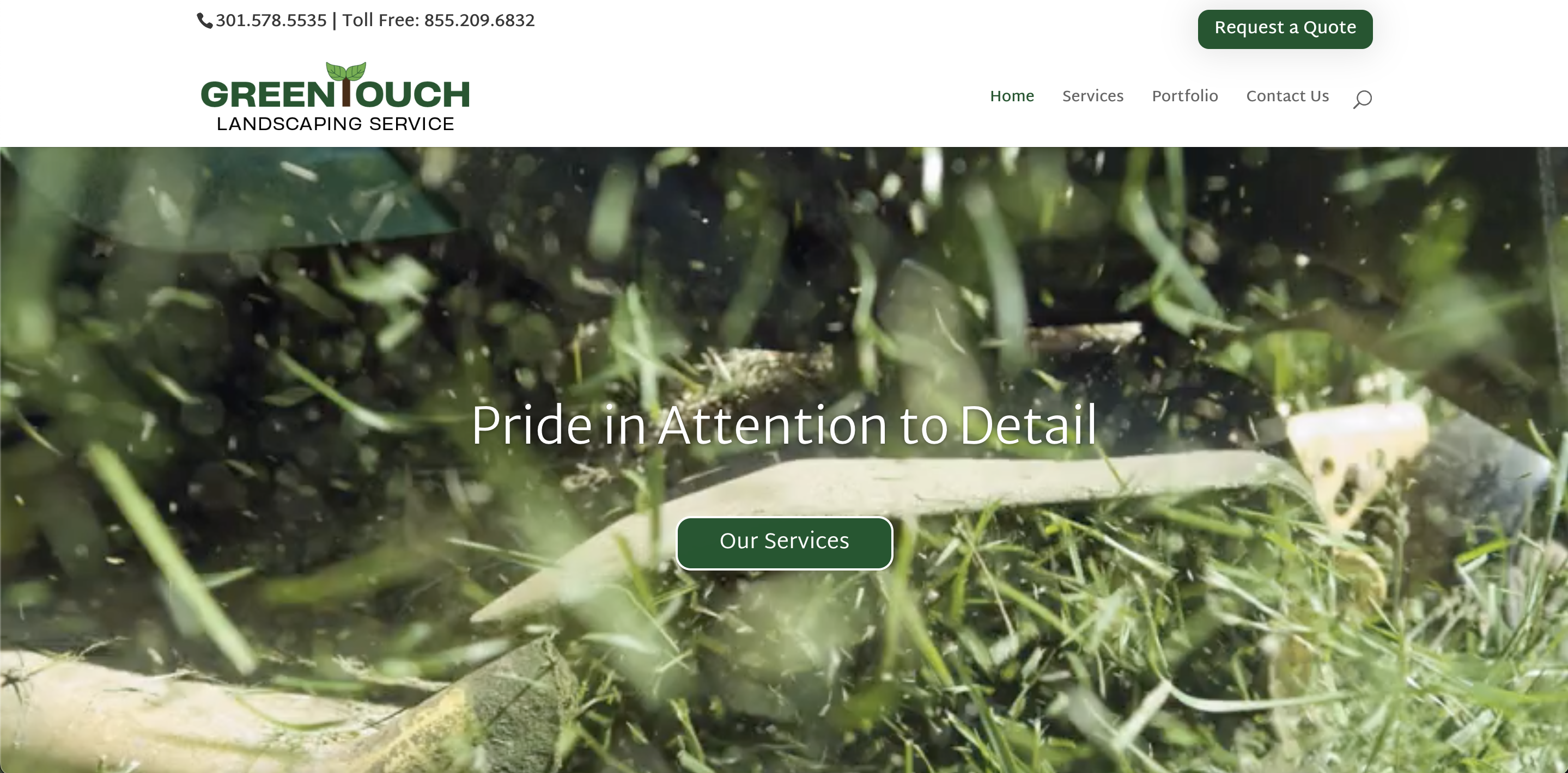 Green Touch Landscaping Website Homepage