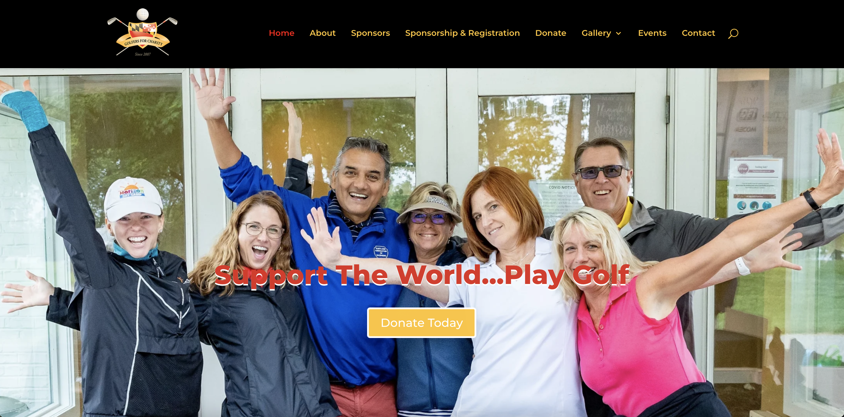 Golfers For Charity Website Homepage